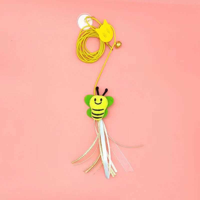 Pet cat-teasing stick Kitten high elastic rope cat toy Feather bell cat-teasing stick hanging swing toy M251209
