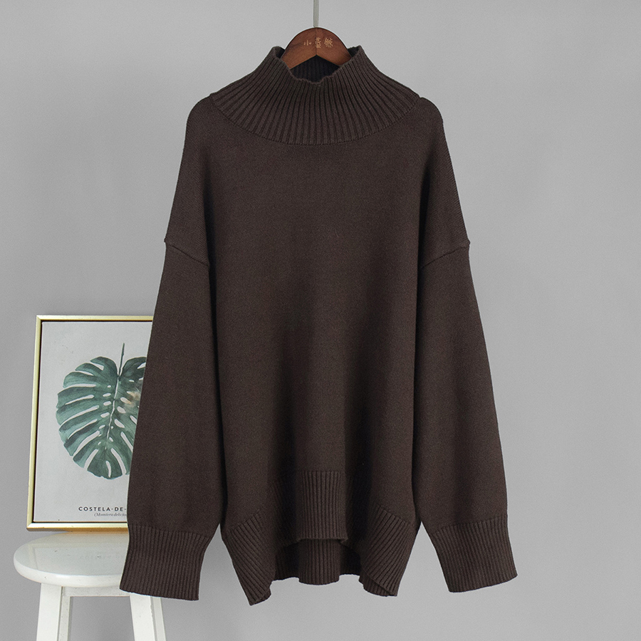 Women's Sweaters 2025 Autumn Winter Oversized Turtleneck Sweater Casual Warm Solid Basic Loose Knitted Jumper Pullover