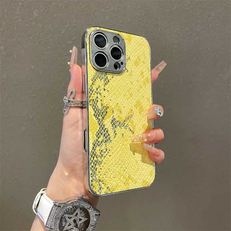 2 IN 1 Luxury Plating Imitation Snake Skin Pattern Texture Leather Phone Case For iPhone 16 15 14 Plus 13 Pro Max 16E Soft Cover C251209