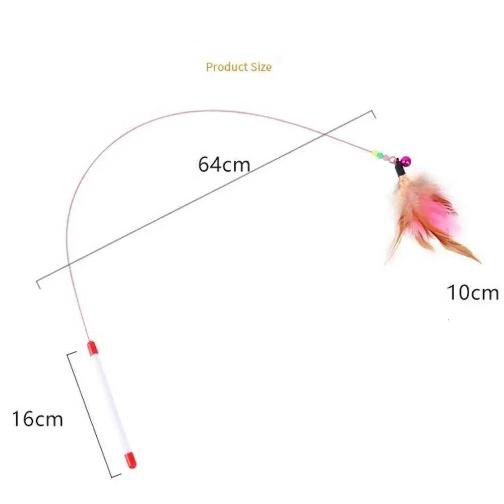 Cat Toys Cat Teaser Wire Fish Funny Cat Rod Fishing Cat Rod Feather Bell Funny Cat Stick Pet Interactive Replaceable head M251209