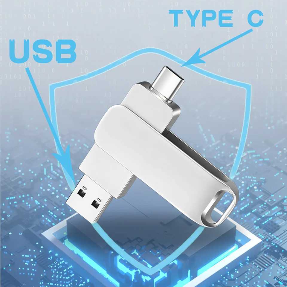 Suitable for 15/16 systems TYPE-C Flash Drive OTG 128GB 32GB 64GB High Speed USB For Cputer Cell Phone Metal Pen Drive C251209