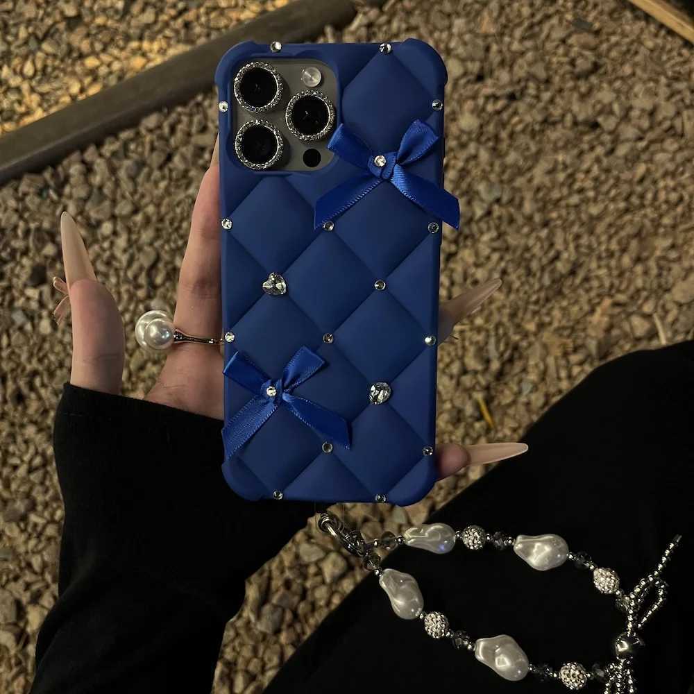 Luxury Designer Glitter Bow Matte Cover for iPhone 17 Pro Max 13 14 11 12 15 Stylish Strap Phone Cover for iPhone 16 Pro 17 Air C251209