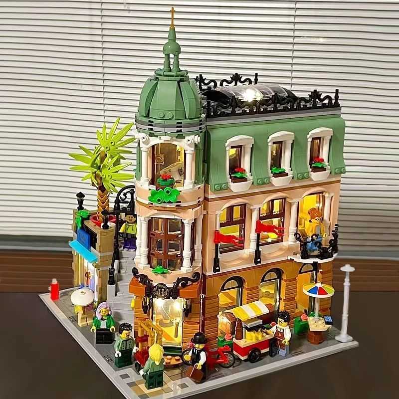 3081PCS Compatible Corner Premium Hotel Building Set with Street Scene Architecture Series Assembly Model Toy Birthday Building Set X250509