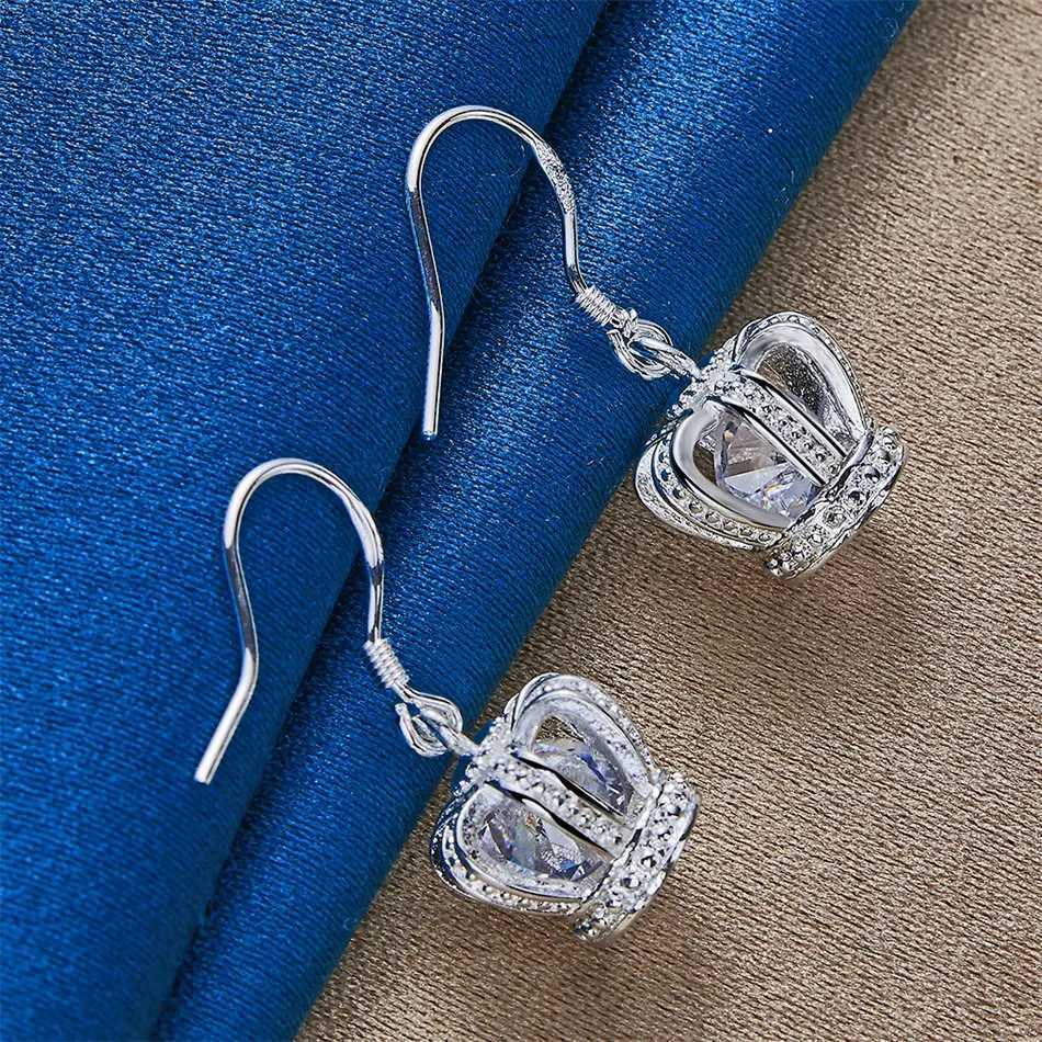 Brand new 925 sterling silver exquisite crown zircon earrings for womens wedding jewelry accessories fashion gifts H260129