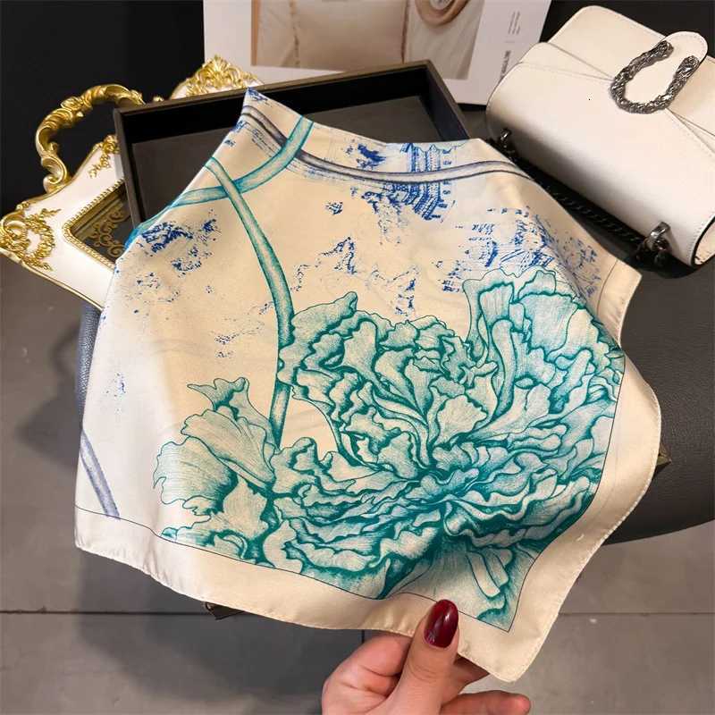 Luxury Luxury Floral Print Square Scarf Women Hijab Hair Bands Neckerchief Female Satin Shawl Ribbon Headband Fashion Wraps Bandana Y251208