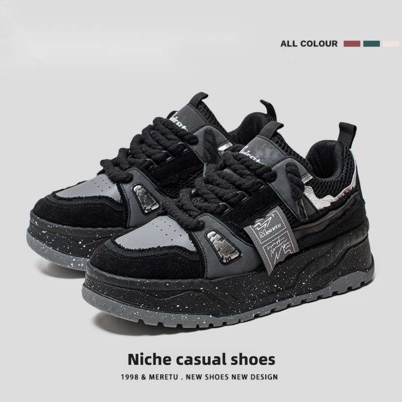 2025 Autumn INS Hong Kong Style Niche Thick-Soled Trendy MEIRETU Harajuku Retro Height-Increasing Dad Shoes dh1102995220