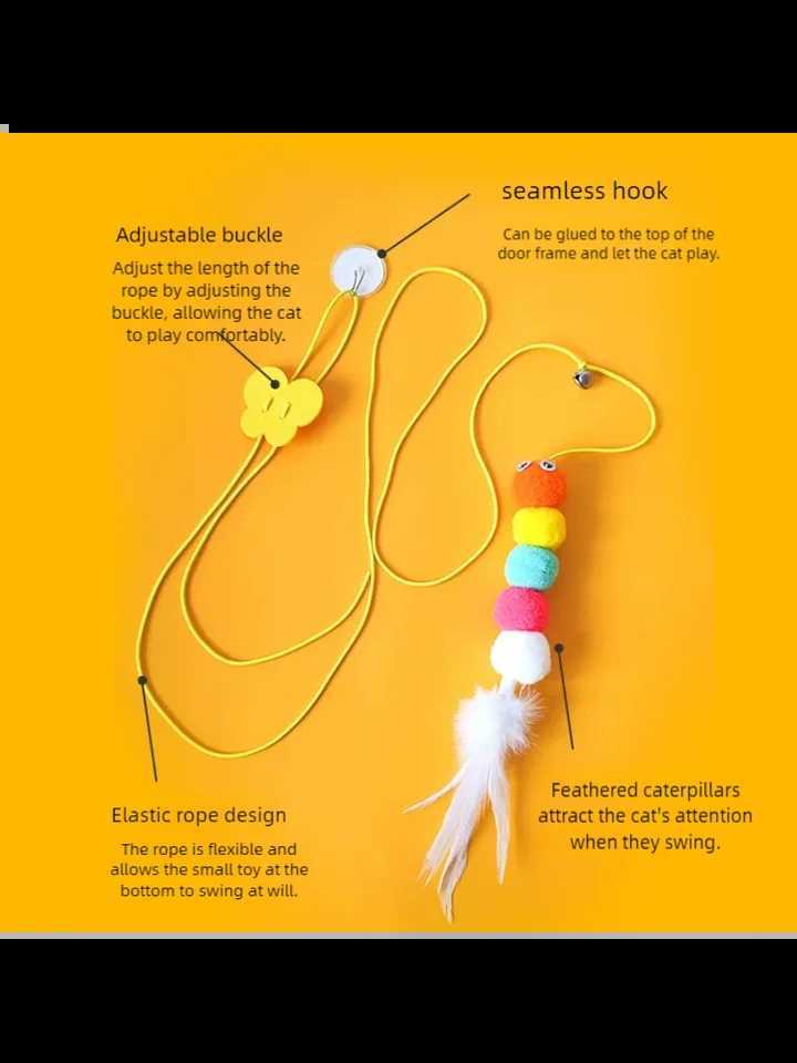 Pet Cat Toys Funny Stick Kitten Self -hi Elastic Rope Dragonfly Shape Feather Bell Teasing Stick Hanging Swing Thousands M251209