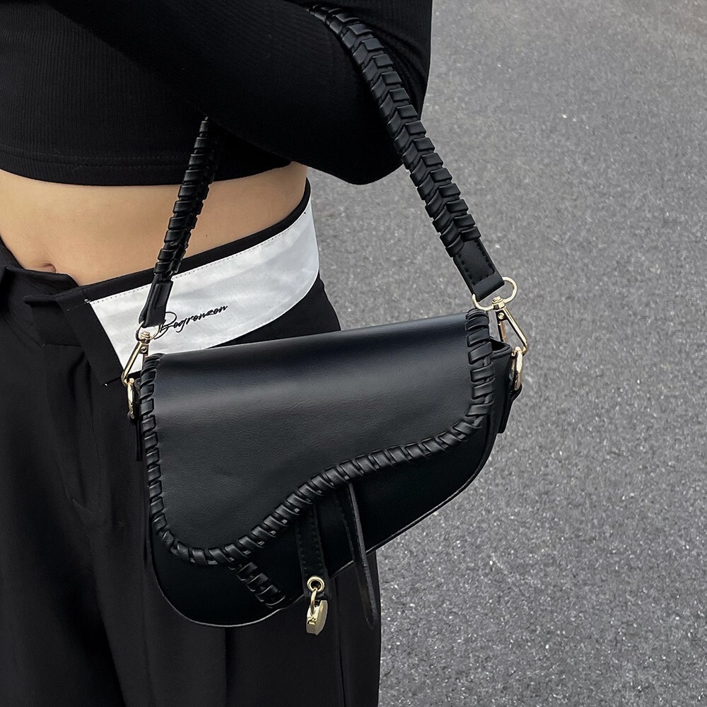 designer bag Capsule Milk Cap JNNG High-end New Black Underarm Saddle Women's Handheld Crossbody Bag