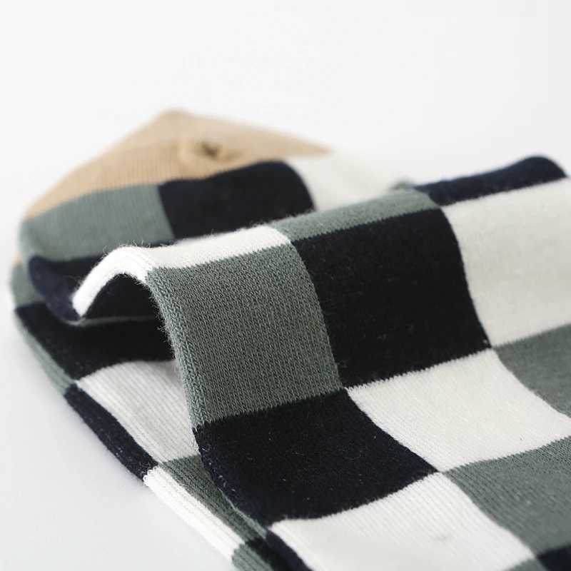 5Pair-pack New Mens Socks Colorful Grid Sock Casual Business High Quality Happy Combed Cotton Socks Fashion Gentleman Socks MenT251209