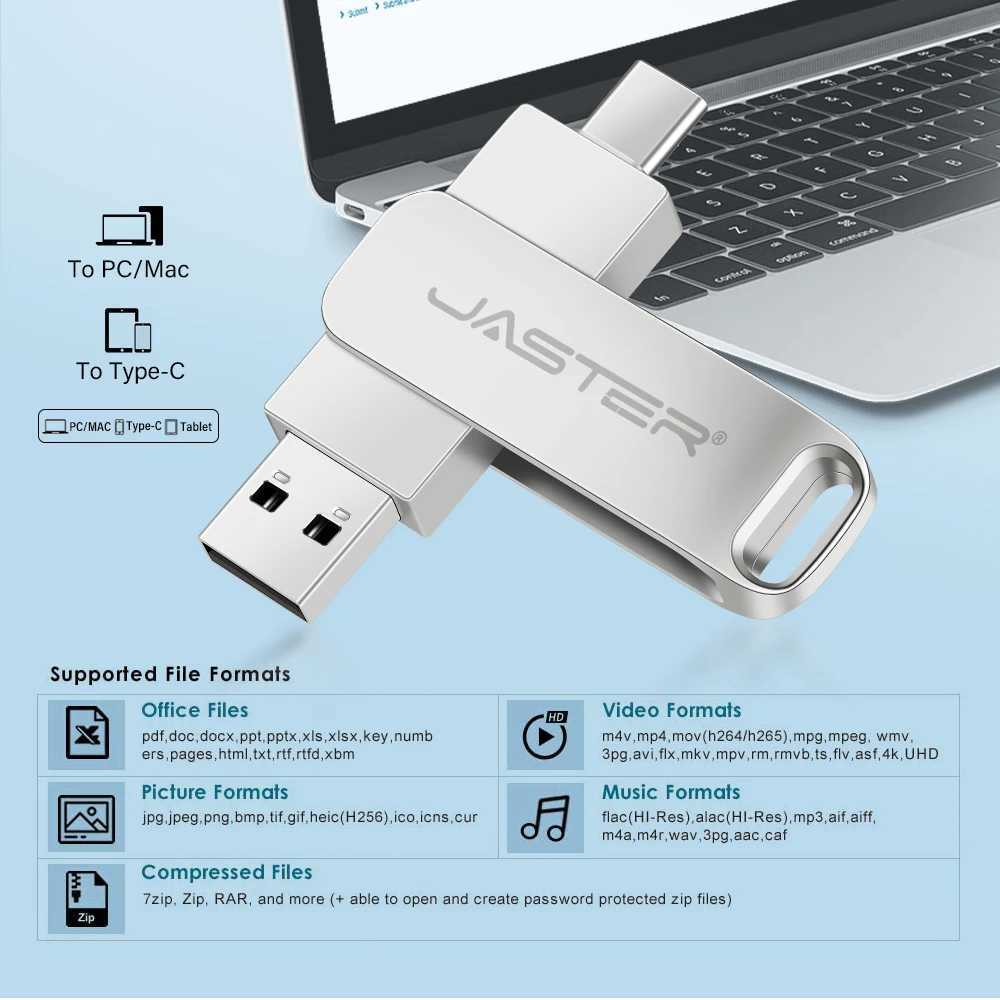 Suitable for 15/16 systems TYPE-C Flash Drive OTG 128GB 32GB 64GB High Speed USB For Cputer Cell Phone Metal Pen Drive C251209