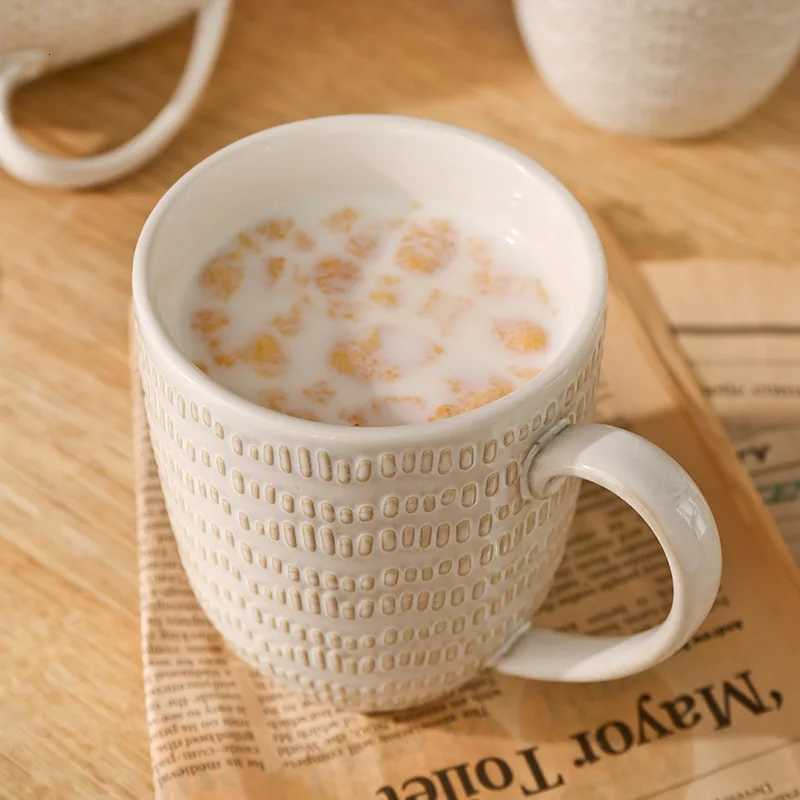 Creative Embossed g Household Cereal Breakfast gs Milk Coffee Cup Water Cup Ceramic Cups Personali Gift Drinkware Tea Bar H251209