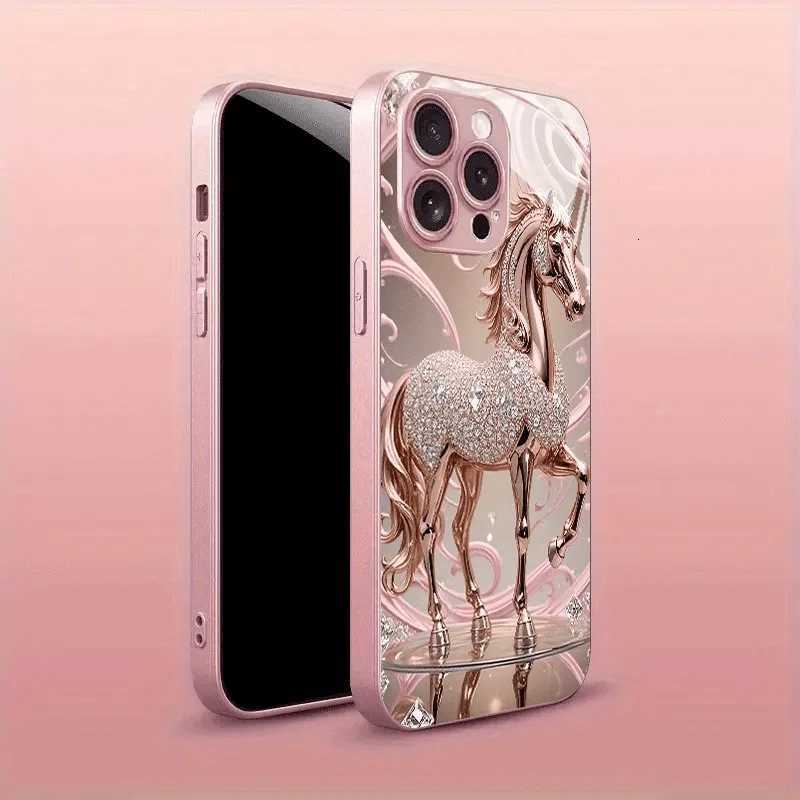 Luxury Diamond Horse Pattern Metallic Phone Case For iPhone 17 16 15 14 13 12 11 Pro Max 15 14 Plus 17 Air 16E Cover C251209