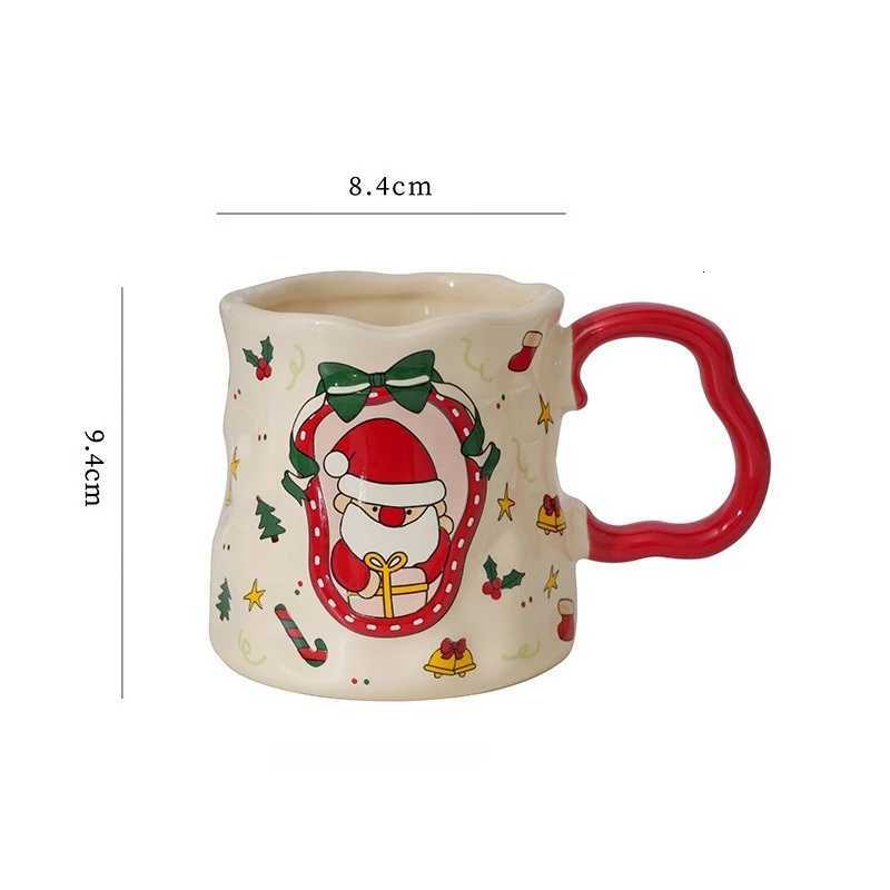 Christmas Ceramic Cup with Handle Premium Coffee Household Cartoon Light Luxury High Value g H251209