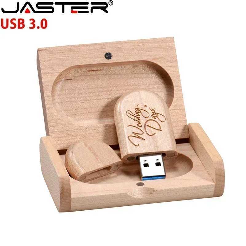 JASTER USB 30 Wooden Box Pen Drive Cust USB Flash Drive Bamboo Pendrive Wedding Gift Memory Stick 128GB 32GB 64GB C251209