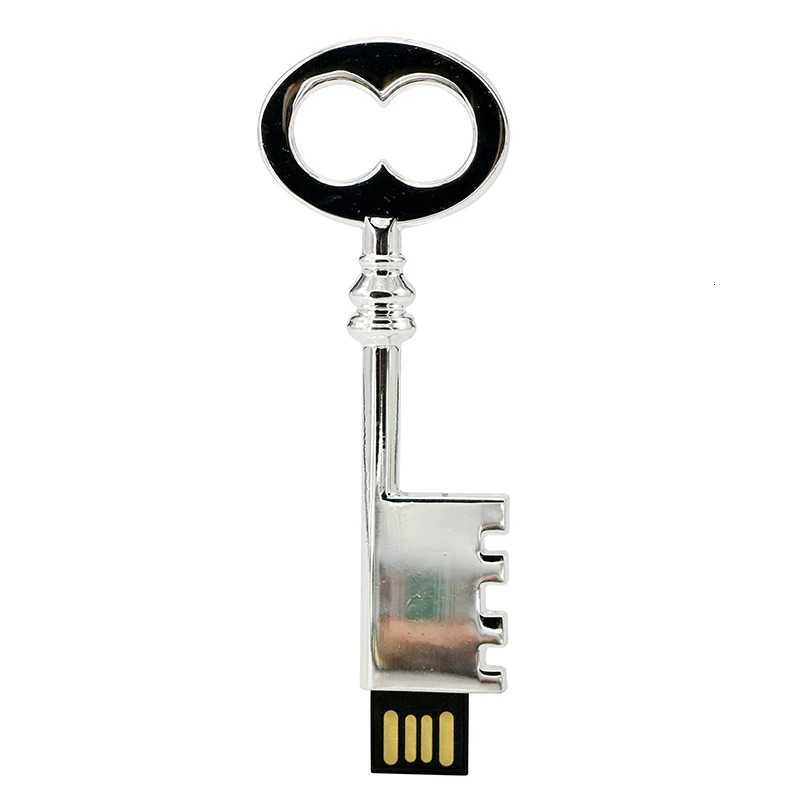 Metal Key USB Flash Drive 128GB Pen Drive 8GB 16GB 32GB 64GB Pendrive Metal Lock CLE USB 256G Memory Stick Storage Gift C251209