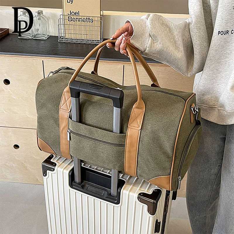 Casual Large Capacity Travel Lage Bag Wan Man Fi Mtifuncti Weekend Bag Canvas Portable Cosmetic Duffle Bag Gym Bag Y251209
