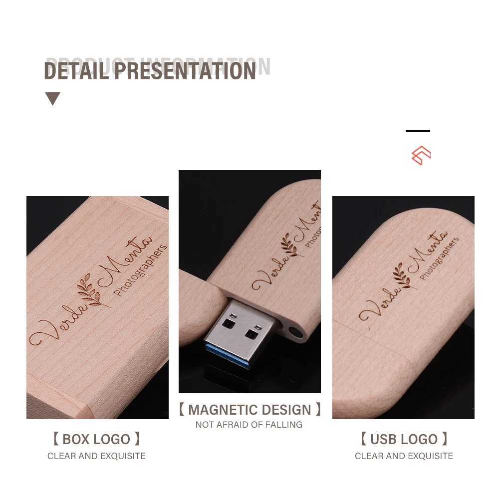 JASTER USB 30 High Speed Wooden Box Personal Custer Pendrive 8GB 16GB 32GB 64GB USB Flash Drive Pen Drive U Disk C251209