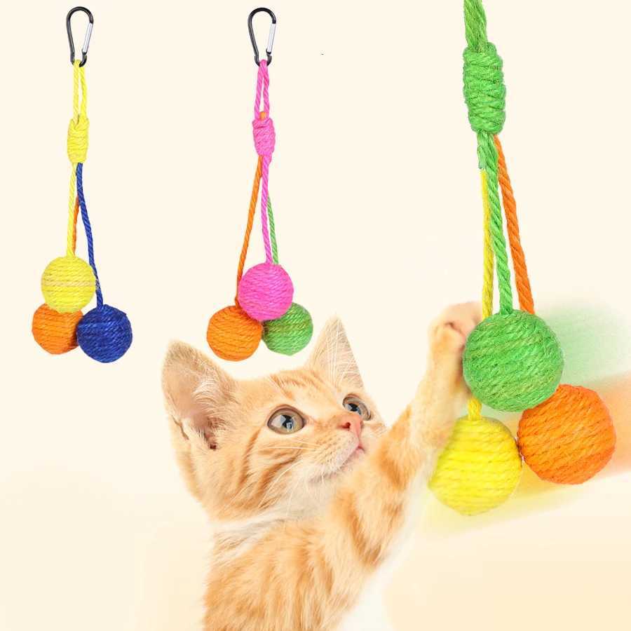 Pet Cat Sword Hemp Ball Toy Bite-Resistant Yarn Ball with Sound And Hanging String Rope Ball for Cats M251209