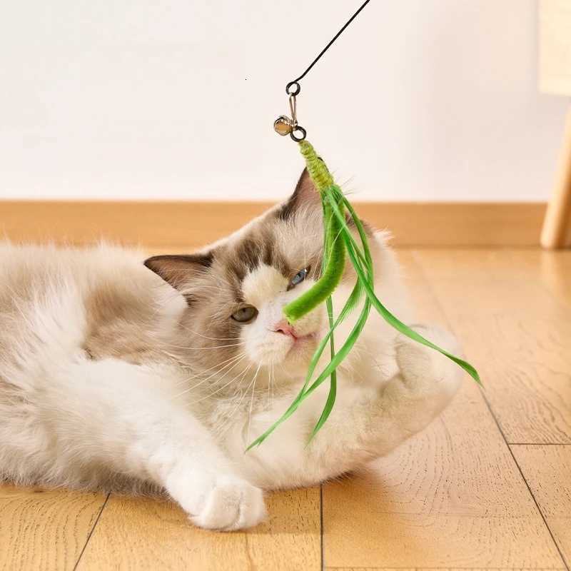 Cat toy simulation dog tail grass suction cup type ultra long cat teasing pole feather pole steel wire cat toy teasing stick M251209