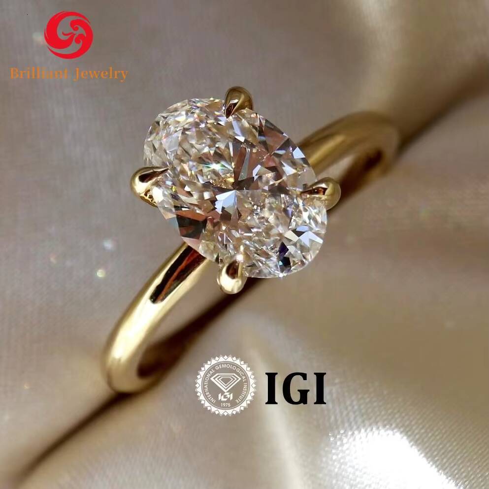 GIA IGI Certified Real 10K 14k 18k Solid Gold Lab Grown Diamond Ring Custom Wedding Engagement Diamond Rings for Women Men