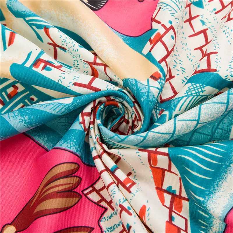 Luxury POBING Twill Silk Square Scarf Animals Print Women ScarvesWrap Giraffe Neckerchief Spanish Foulards cachecol Large Bandana Y251208