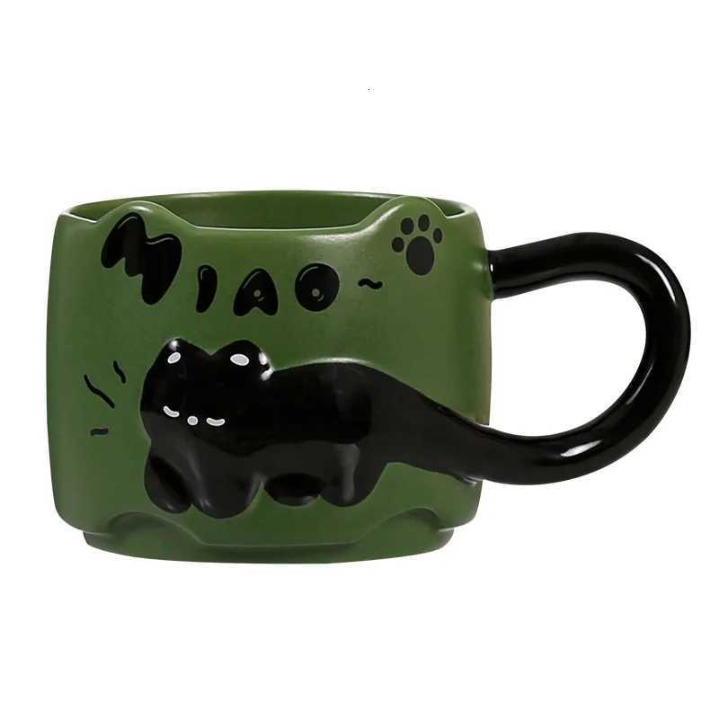 1PC Ceramic g Cute Small Black Cat High-value Creative Cute Coffee Milk Breakfast Cup H251209