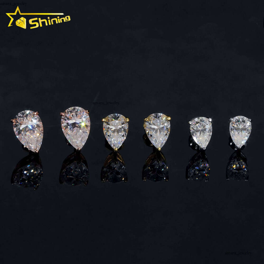 Wholesale Price Premium Jewelry for Women 925 Silver Pear Cut Diaspore VVS Moissanite Stud Earrings GRA Certified