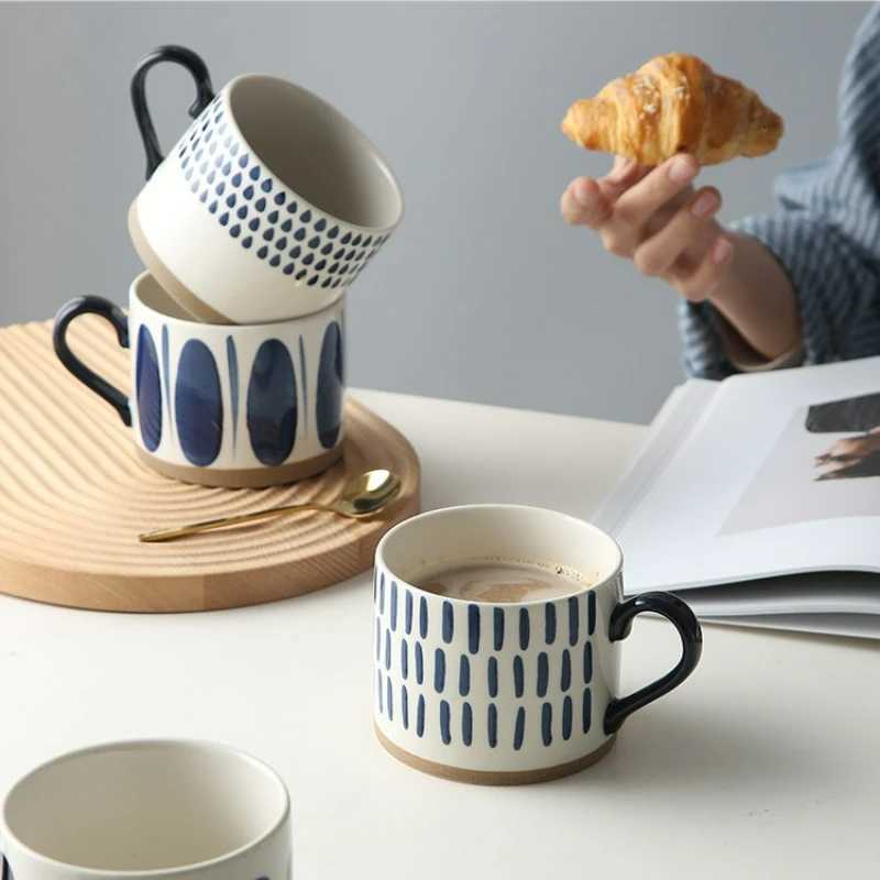 Japanese Style Ceramic Coffee Cup He Off Breakfast Milk Water Cup Handle Drinkware Kitchen Household Teacup Ju Cup New H251209