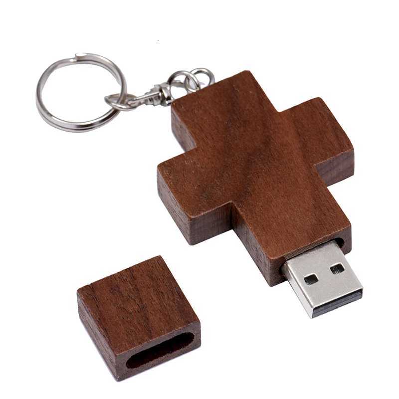 Wood Cross Ideas USB 20 Flash Drive Pen Drive Real Capacity Box Memory Stick Walnut 4GB/32GB/16GB/8GB U Disk Pen drive 64gb C251209