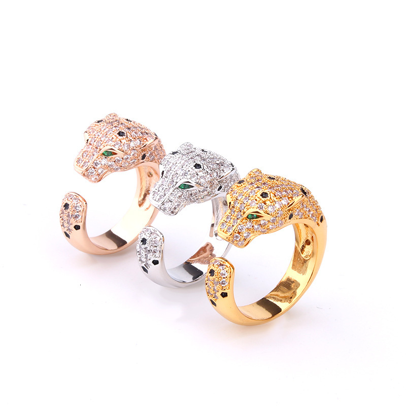 European and American Style Cross-Border New Fashion Leopard Bracelet Micro-Inlaid Resin Leopard Ring Bracelet Set for Women Wholesale