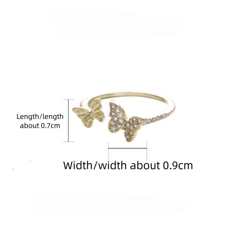 DHcollections INS Fashion Style Women's Butterfly Zircon Niche High-end Exquisite Petite Versatile Open Index Finger Ring