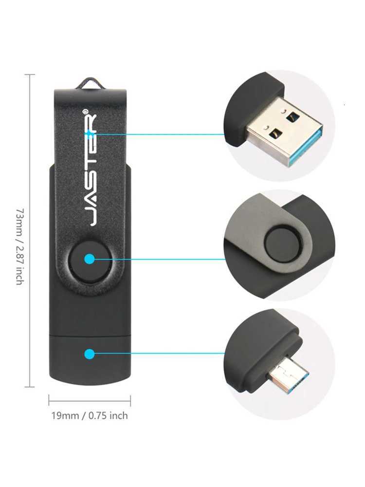 New USB 30 OTG 64GB Black 2 in 1 Flash Drive 32GB Waterproof 16GB Plastic pendrive 8GB U disk 4GB Memory Stick Business gift C251209