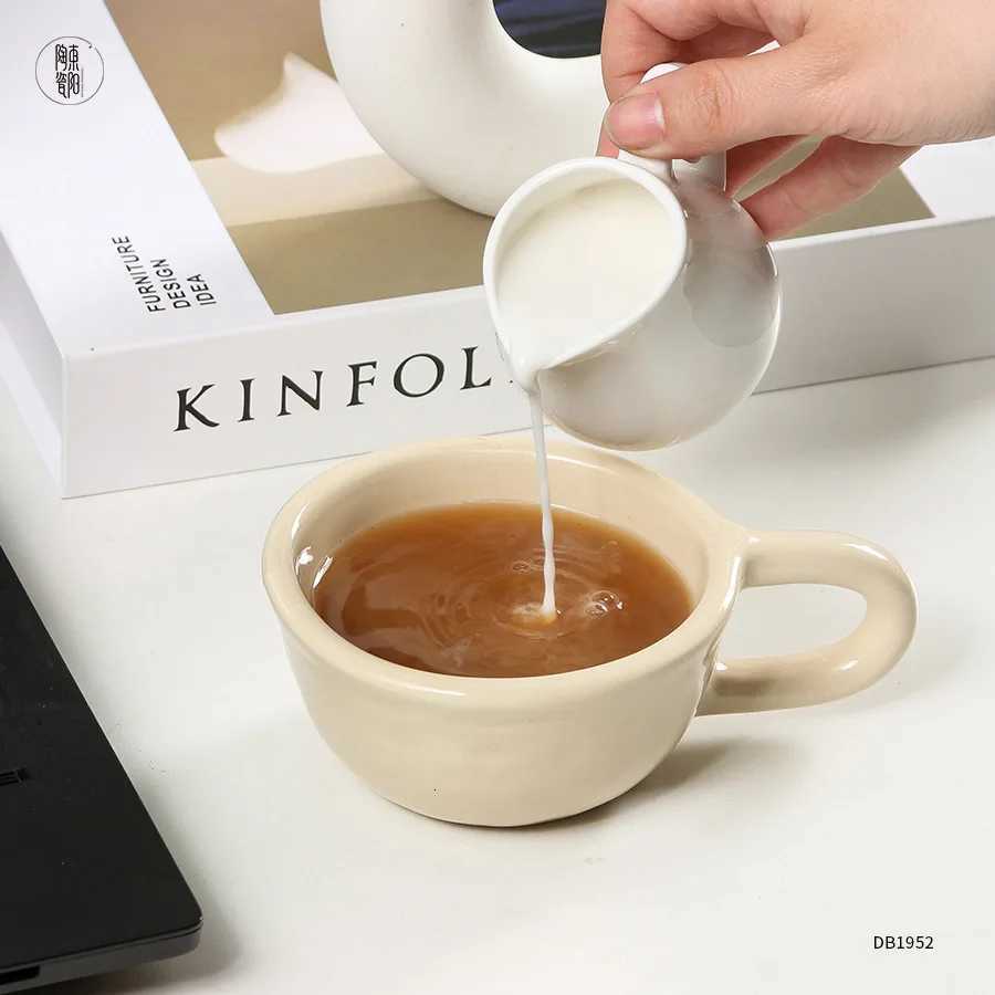 1pc Ceramic gs Coffee Cups Irregar Flower Milk Tea Cup ins korean style Oatmeal Breakfast g Drinkware Kitchen H251209