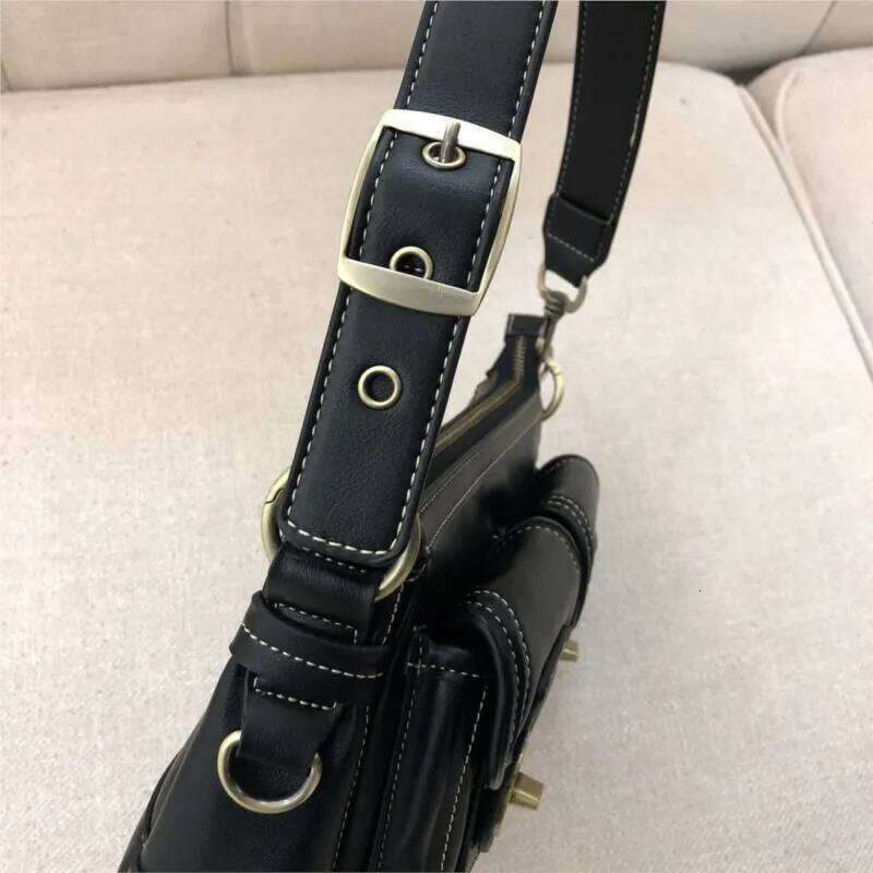 JIAERDI Vintage Moto Biker Black Shoulder Bags Women Retro High Street Leather Chic Pocket Underarm Bag Ladies Y K Handbag Purse