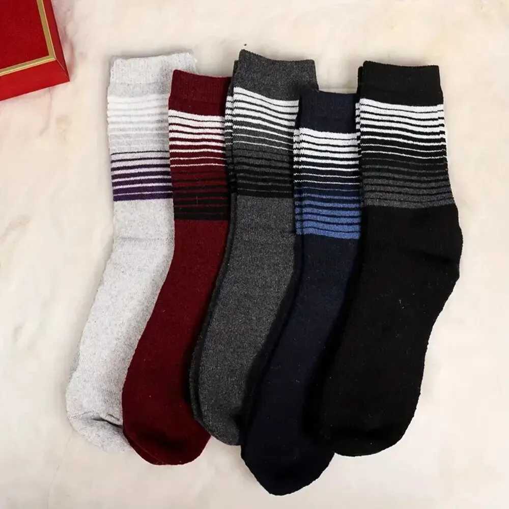 5/10 Pairs Men Fashionable Striped Pattern WoolSocks Warm Winter Mid Length Socks Thickening Soft Cold-resistant Men Boots SocksT251209