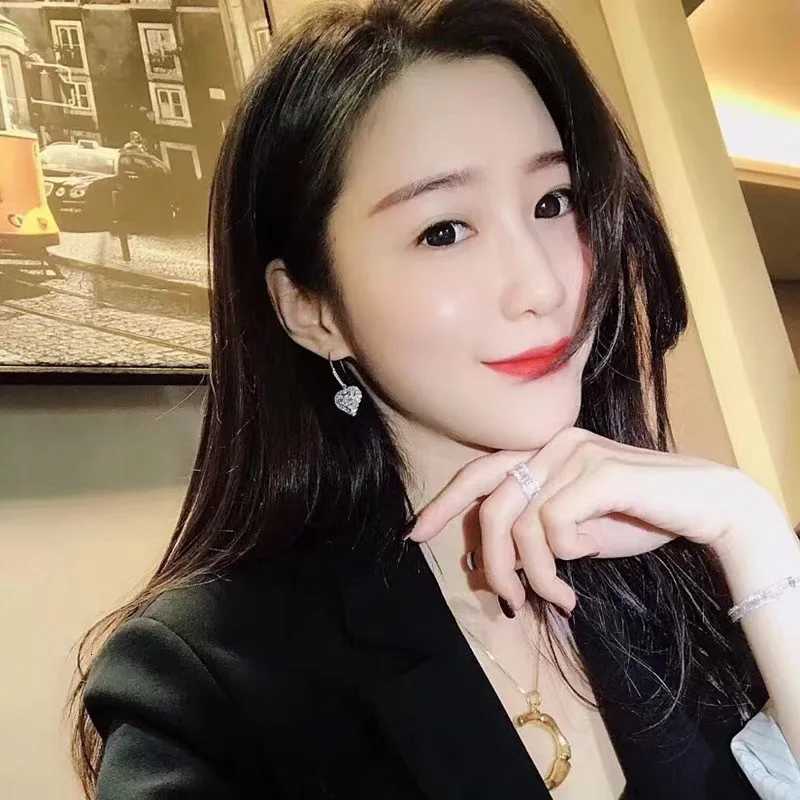 925 Sterling Silver Heart Cubic Zirconia Wedding Earrings for Women Engagement Accessories Fashion Jewelry K251209 H260202