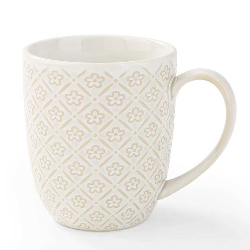 Creative Embossed g Household Cereal Breakfast gs Milk Coffee Cup Water Cup Ceramic Cups Personali Gift Drinkware Tea Bar H251209