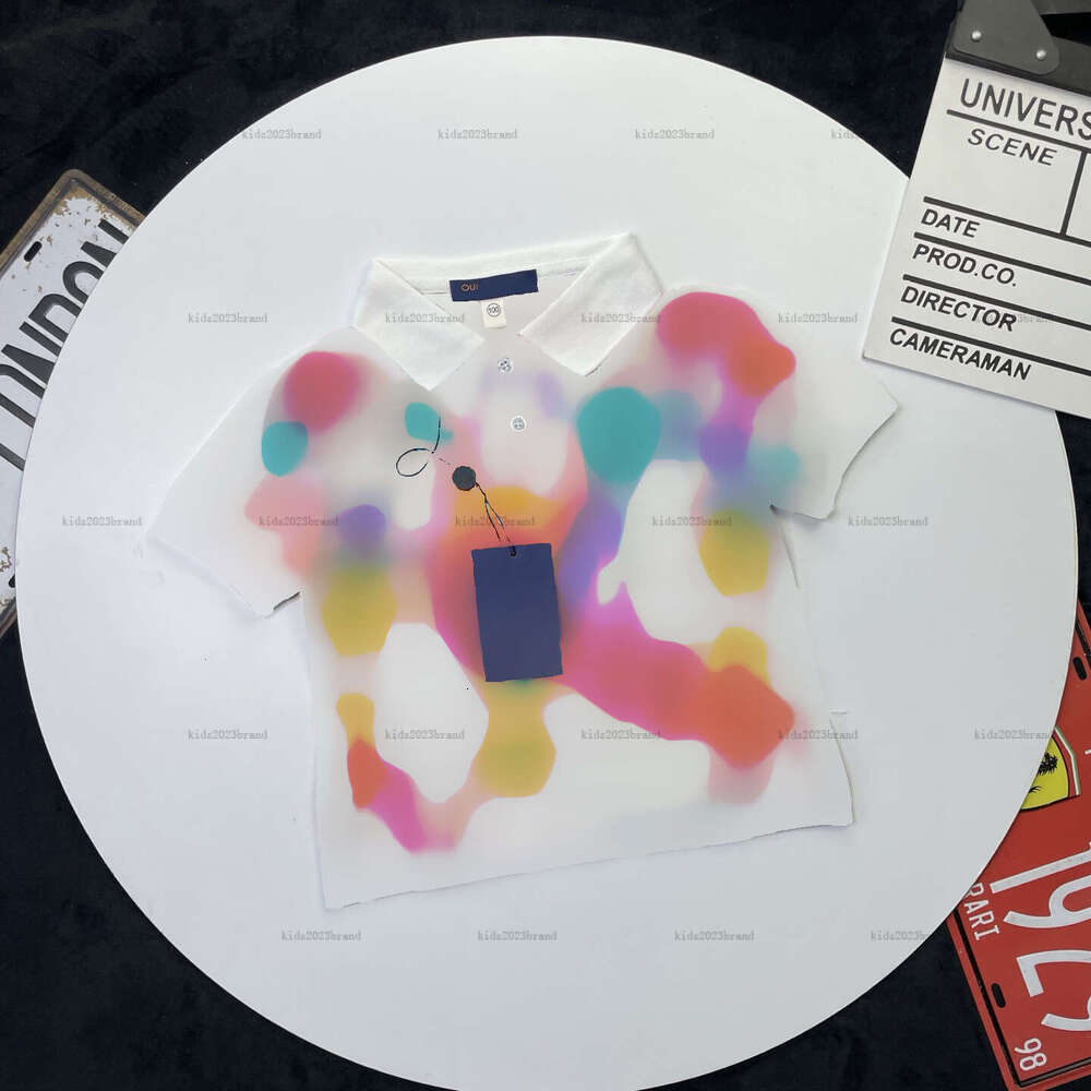 New Short sleeve Polo shirt baby lapel tee kids designer clothes child tshirt boys Rainbow color girls T-shirts A226X07N056