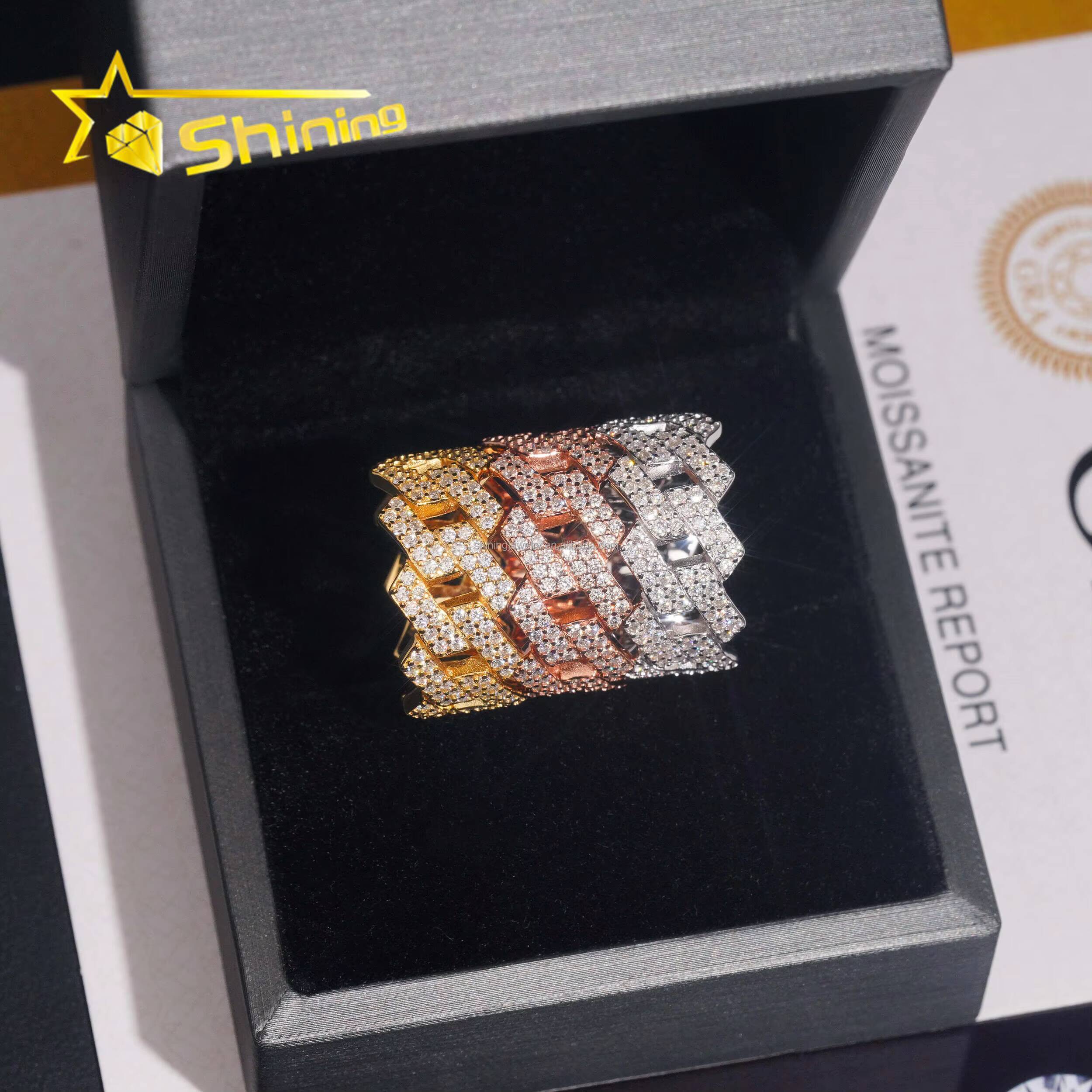 Fire Shining Jewelry Drop Shipping Iced Out Man Jewelry Engagement Ring 925 Silver Jewelry Moissanite Diamond Eternity Band Ring