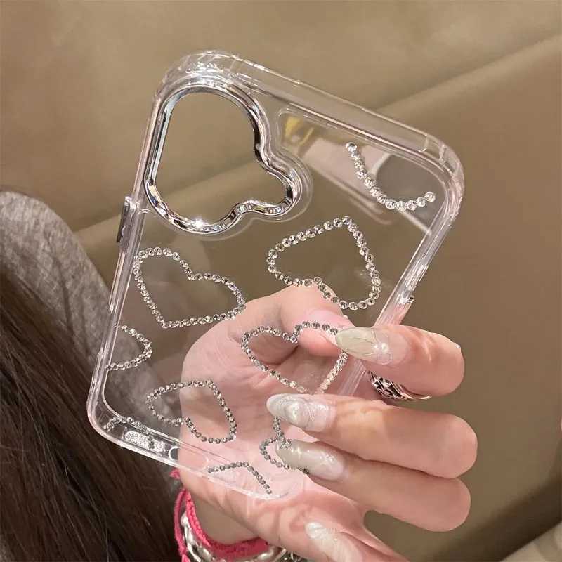New Fashion 3D Bling Rhinestone Love Phone Case For iPhone 17 16 15 14 13 12 Pro Max 16 15 14 Plus Aesthetics Clear Shell C251209