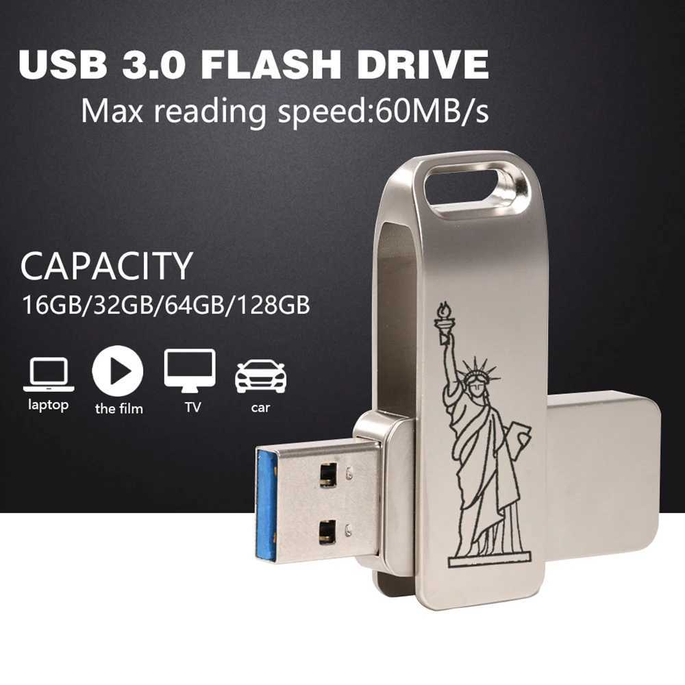 High-speed Pen Drive 128GB USB 30 Flash Metal Drive 64GB Large Capacity key chain Transfer Storage Memory U Disk C251209