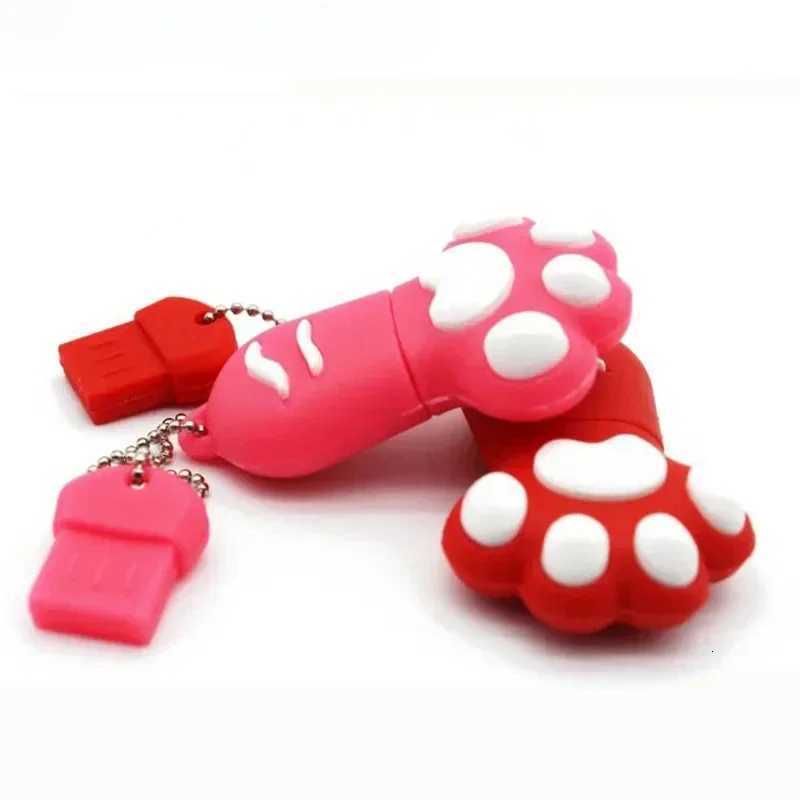 Silicone Cat Claw Cartoon USB Drive USB 20 Flash Drive 8GB Girl specific pen driver 128GB 64GB Key Chain Memory Stick USB Stick C251209