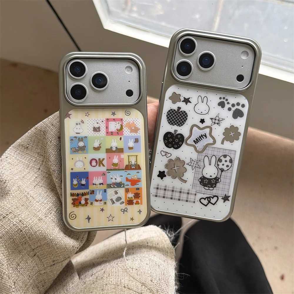 Simple polka dot rabbit stripe star mobile phone case for iPhone 17 16 Pro 15 Pro Max 14 17 Pro cover fashion cartoon cute Funda C251209