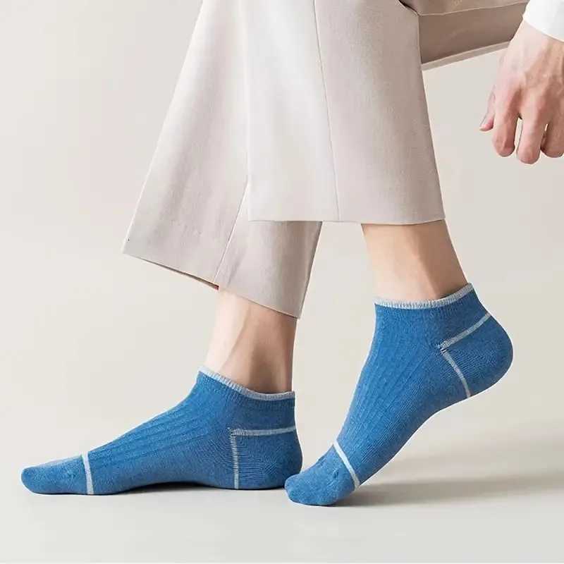 5/10 Pairs Men Spring Summer Color Blocked Socks Fashionable Stripes Anti Odor Sweat Absorbing Breathable Sports Leisure SocksT251209
