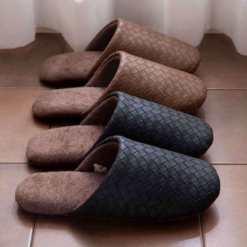 Free shipping for women's winter 2025 new style warm fleece indoor home floor soft-soled anti-slip cotton slippers