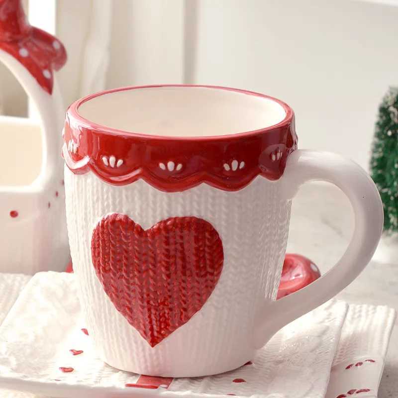 480ml Large Ceramic Coffee g Kawaii Bowknot Tea Cup Wool Knitting g Dishwasher and Microwave Safe H251209