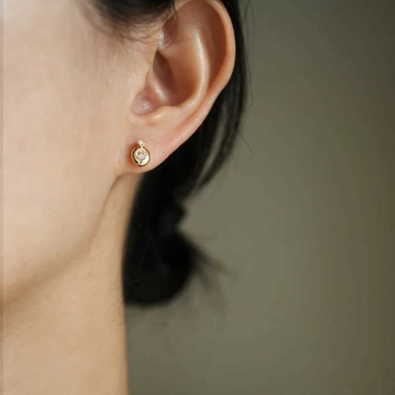 925 Sterling Silver Plating 18K Gold Geometric Zircon Beans Stud Earrings for Women Fashionable Temperament Small Jewelry K251209 H260129