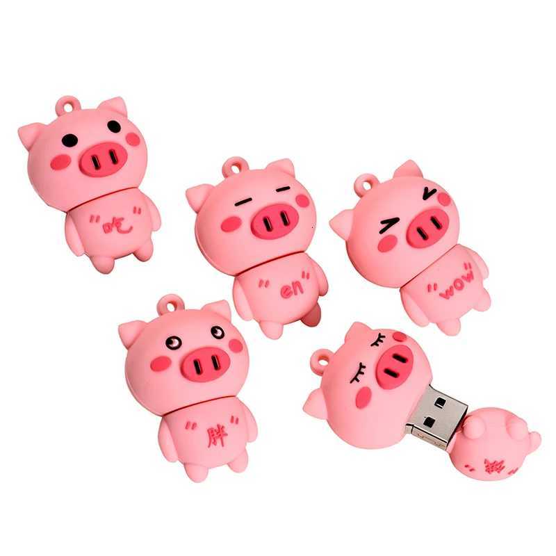SHANDIAN USB 20 flash drive 64GB Cute pig Cartoon High speed Pen drive with key chain Memory stick Business gift U disk C251209