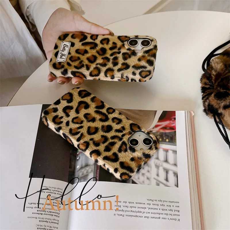Luxury Leopard Plush Winter Hand Wer Fluffy Protec Phone Cover For iPhone 12 13 14 15 16 17Pro Max Lovely Leopard Furry Cover C251209