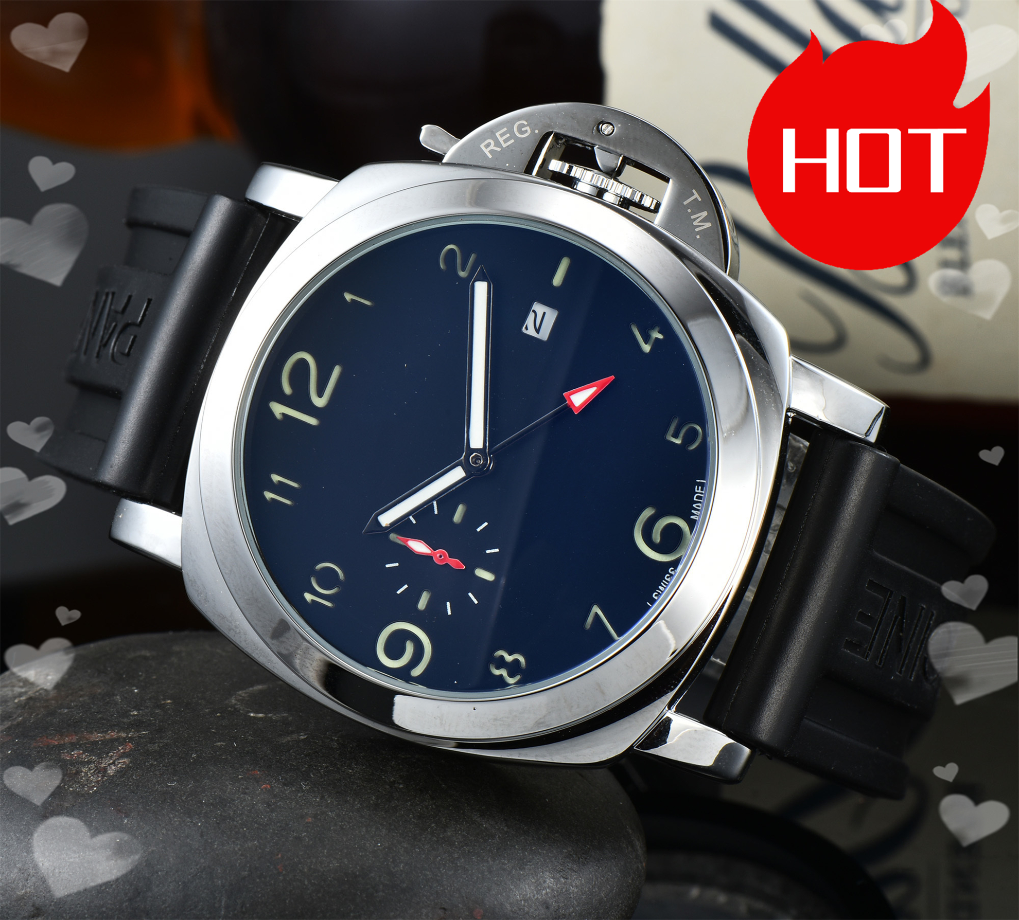 Luxury designer mens PANERAIity LUMINORity watches Quartz automatic movement WATCH stainless steel strap luminous gifts men Wristwatches montre #327